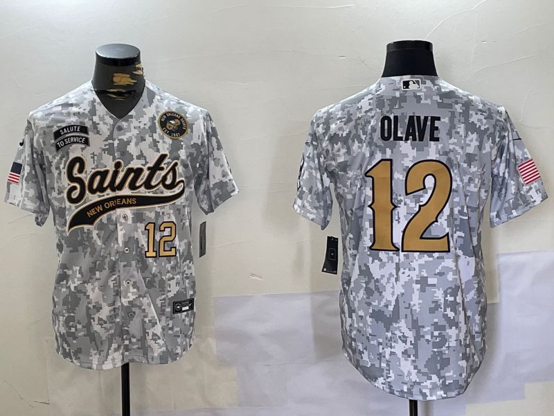 Men New Orleans Saints #12 Olave Nike Arctic Camo 2024 Salute to Service Limited NFL Jersey style 4